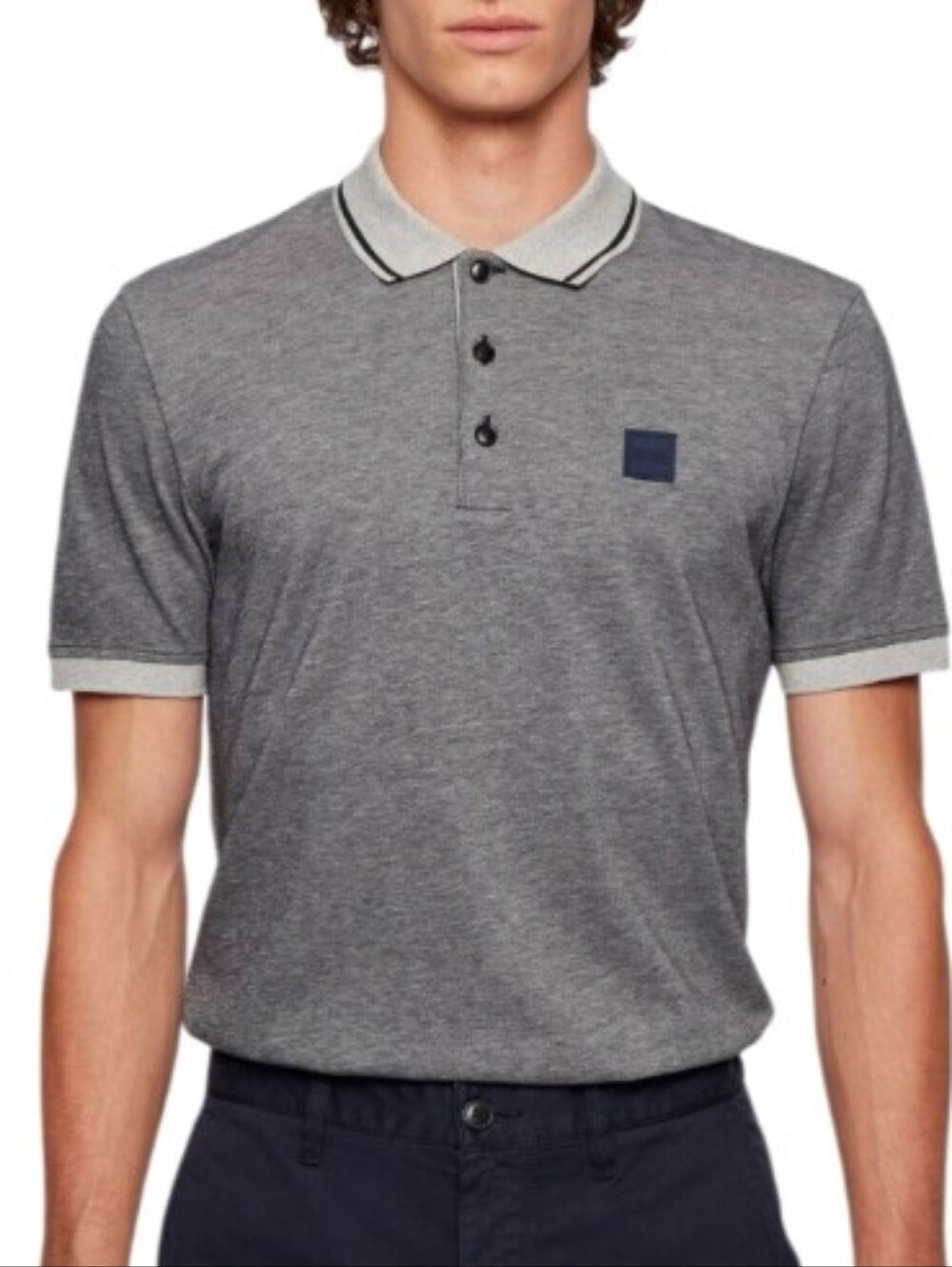 Hugo Boss Grey Polo with Contrast Trim